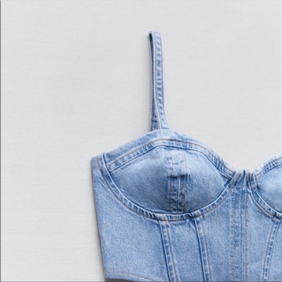 ZARA NWT DENIM CORSET TOP 🔥 - Picture 7 of 9